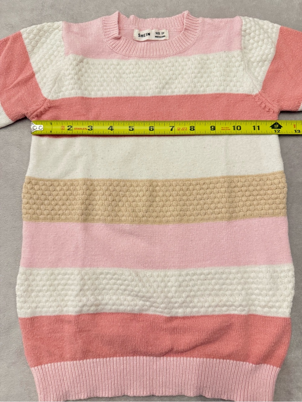 SHEIN Girls Striped Knit Sweater Dress Size 5Y Pink White Long Sleeve - Picture 7 of 8